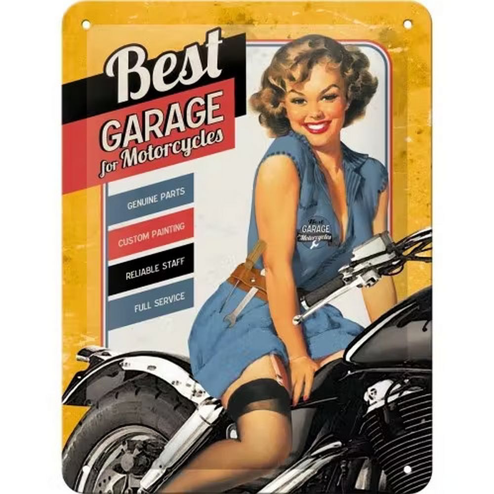 Retroworld Metalskilt Best Garage for Motorcycles - 15 x 20 cm