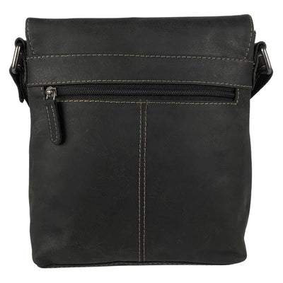 Arrigo Shoulder Bag with Flap - Buffalo Leather - Sort