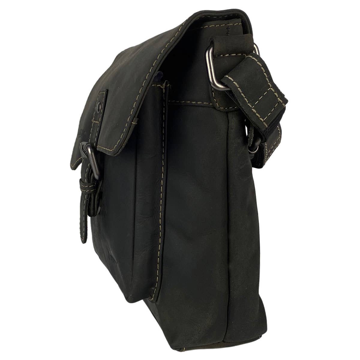Arrigo Shoulder Bag with Flap - Buffalo Leather - Sort