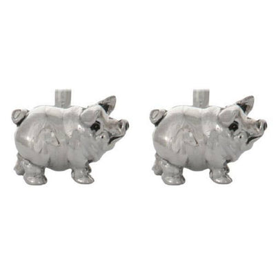 Pig 3D Rhodium Plated Cufflinks - UK Manchetknapper