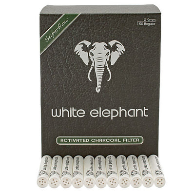 KOPP White Elephant 9 mm Aktivt Kul Filter til Pibe - 150 stk
