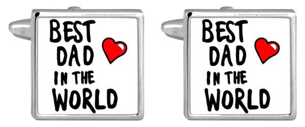 Best Dad In The World Rhodium Plated Cufflinks -  fra Dalaco - incorporating David Aster hos The Prince Webshop