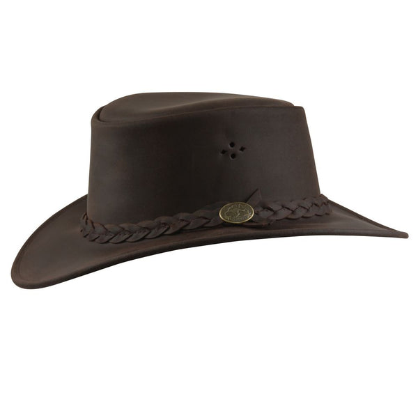 Køb Aussie Bush Roo – Brown Squashable Kangaroo Leather Hat til Kr