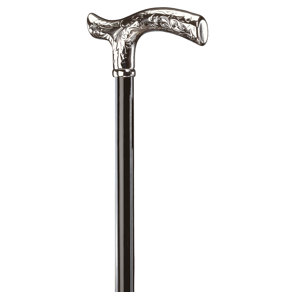 Walking cane SILVER-Fritz, slim Fritzgrip, silverplated, real