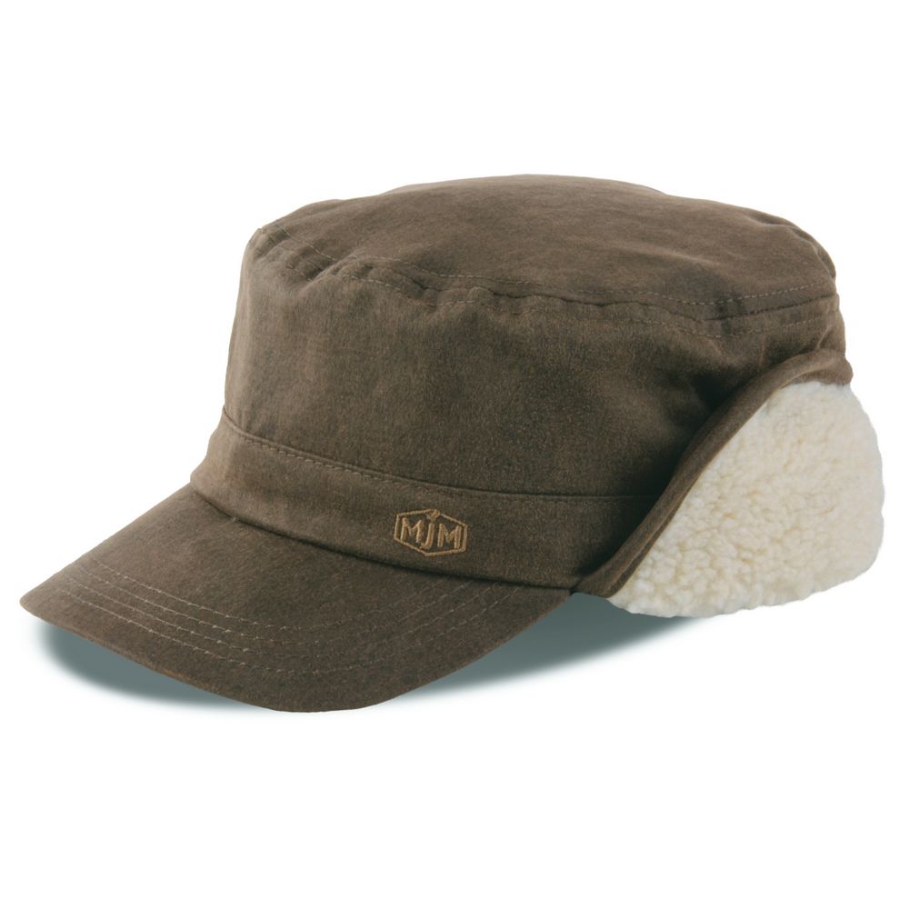 MJM Winter Army Cap Brown Faux Suede with Earflaps S (56 cm)