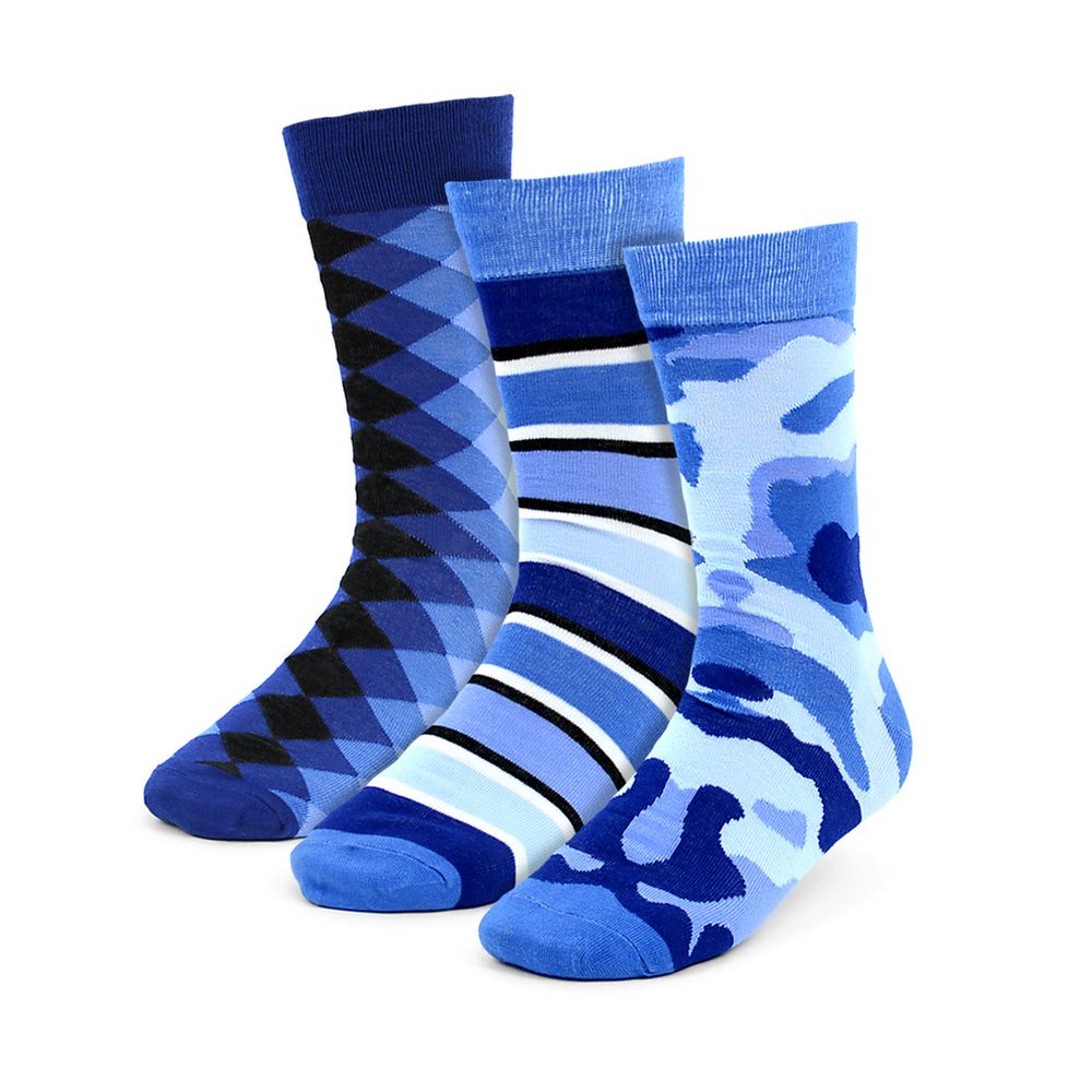 Køb 3 par Men's Blue Fancy Socks - Blå Kr. DKK i The Prince Webshop