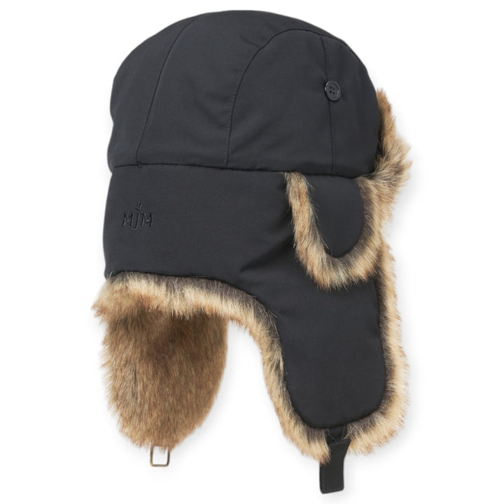 MJM Trapper Hat Recycled Taslan Faux Fur - Black