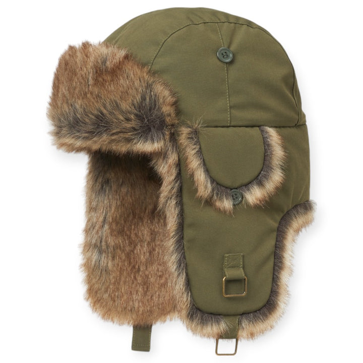 MJM Trapper Hat Recycled Taslan Faux Fur - Olive