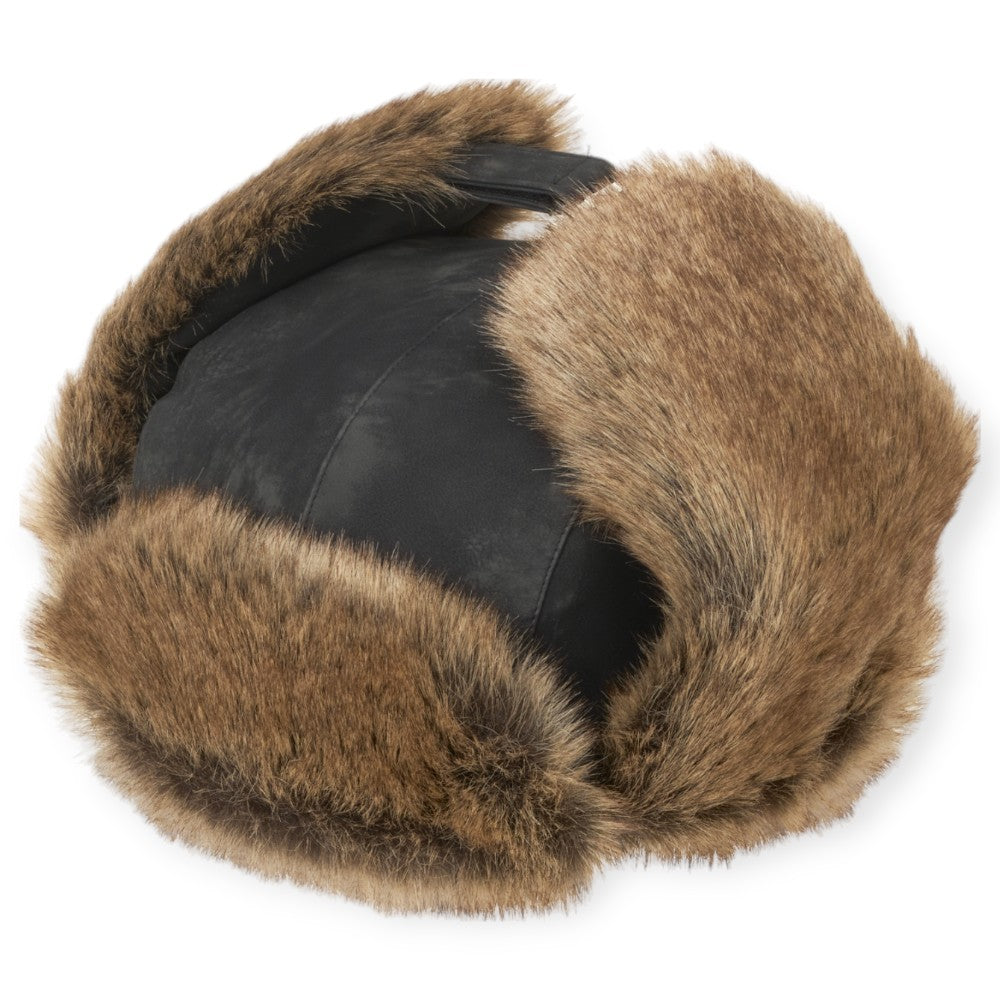 MJM Trapper Hat 42 - Faux Leather/Fur - Black