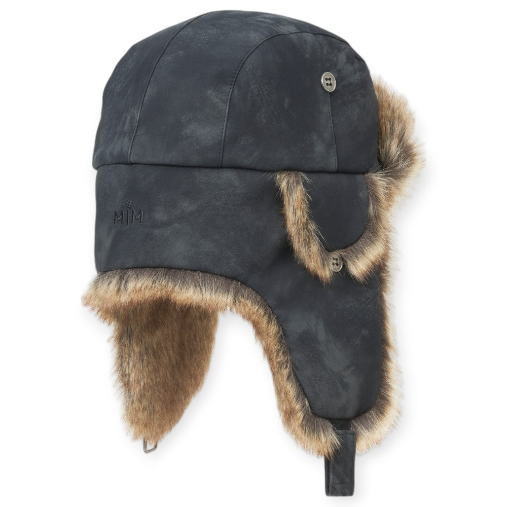 MJM Trapper Hat 42 - Faux Leather/Fur - Black