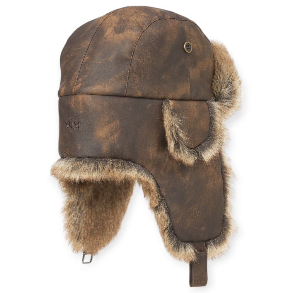 MJM Trapper Hat 42 - Faux Leather/Fur - Brown