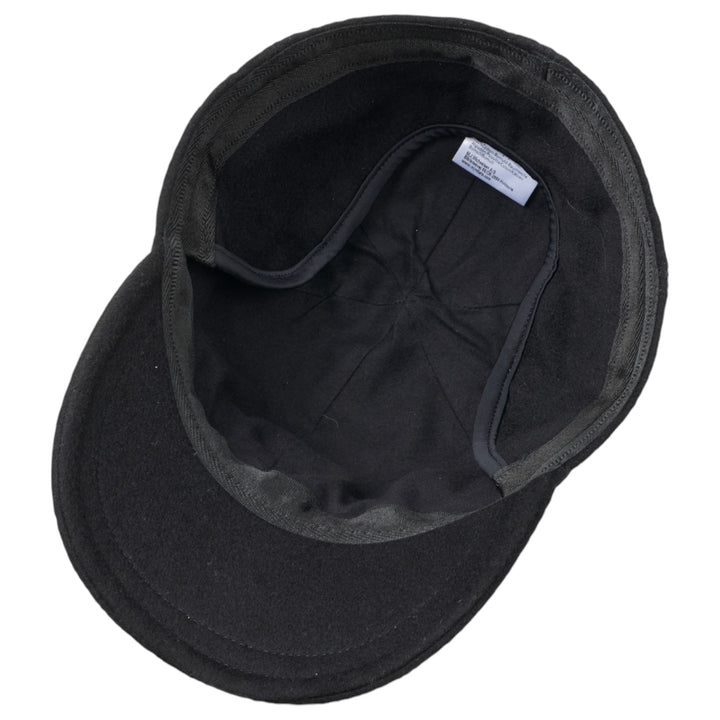 MJM Baseball Cap 100% Eco Merino Wool Black with Ear Flaps