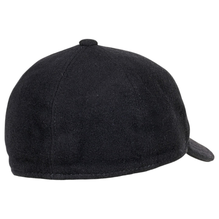 MJM Baseball Cap 100% Eco Merino Wool Black with Ear Flaps