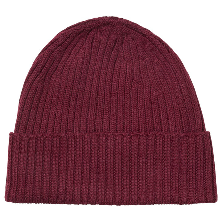 MJM Beanie 100% Merino -villa - viinin punainen hattu