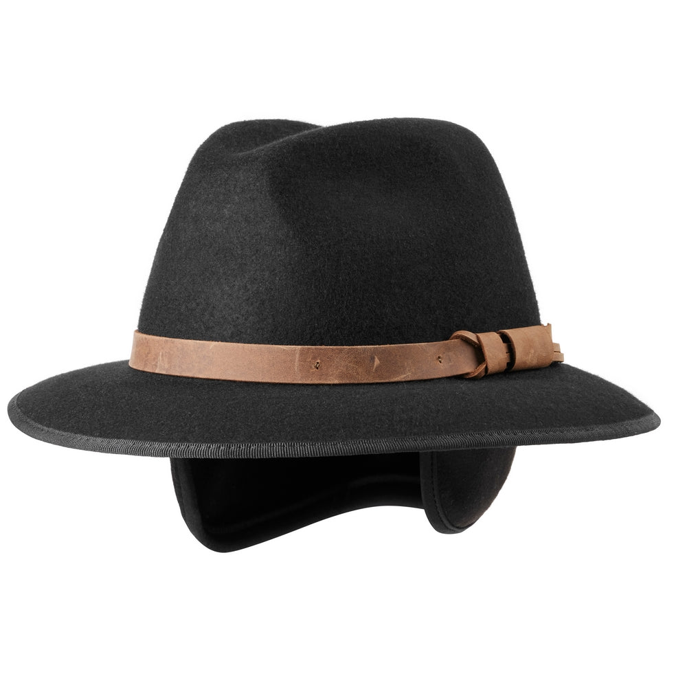 MJM MARCO EL Black Wool Felt Hat with Earflaps