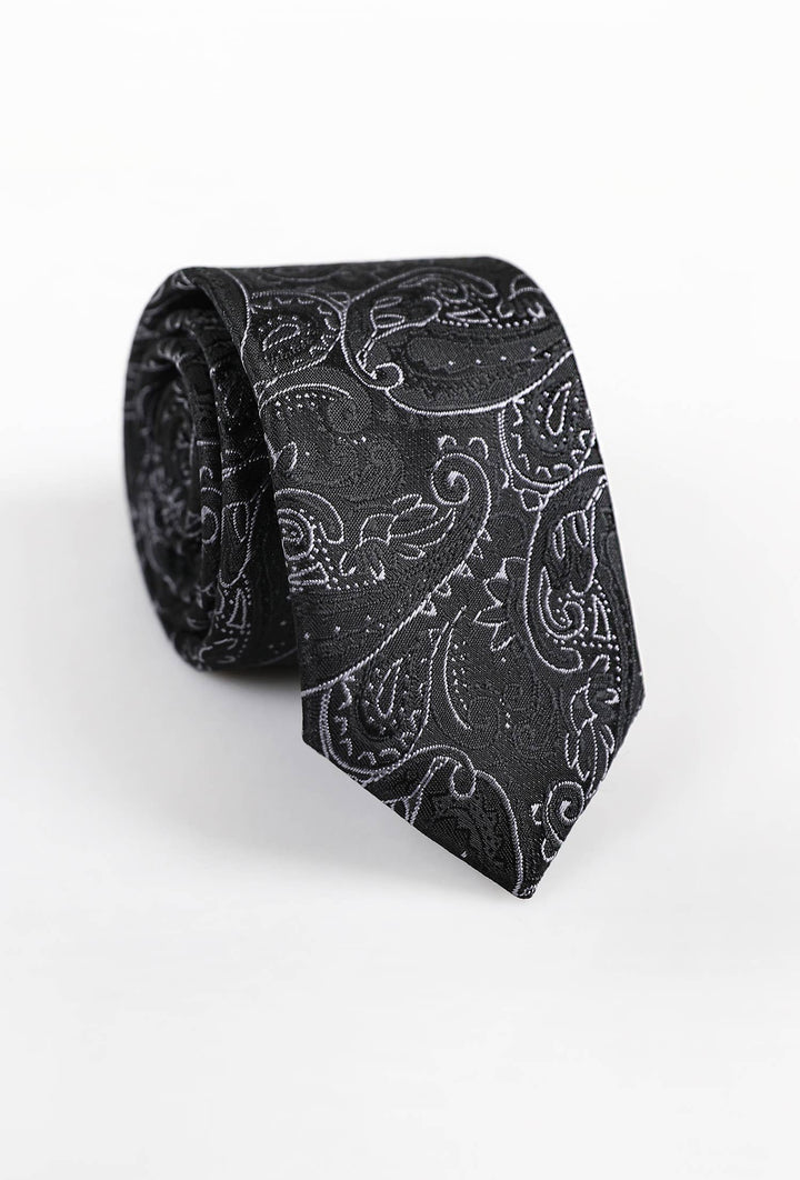 Mønstret slips - Sort - Slips fra Yves Enzo hos The Prince Webshop