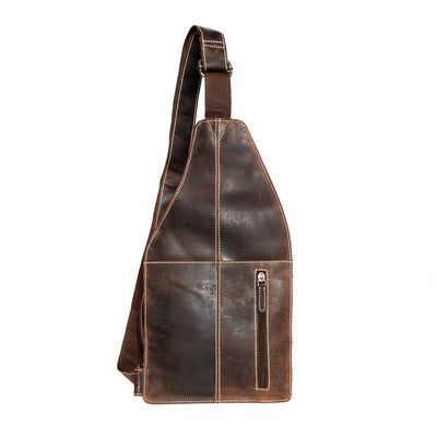 Arrigo Crossbody Shoulder Bag Buffalo Leather - Mørkebrun