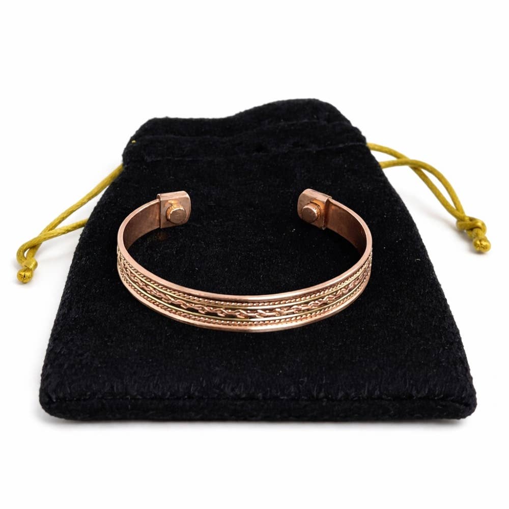 Kobber- og messing sundhedsklemmearmbånd med 2 magneter –