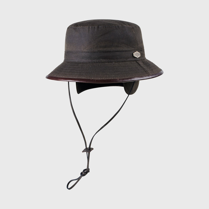 MJM 10044 Wax Cotton Brown Oilskin - Bucket Hat i Brun