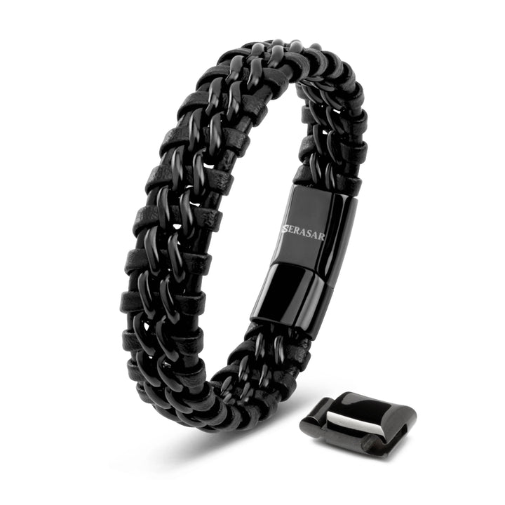 Læder Armbånd „Steel“ - All Black