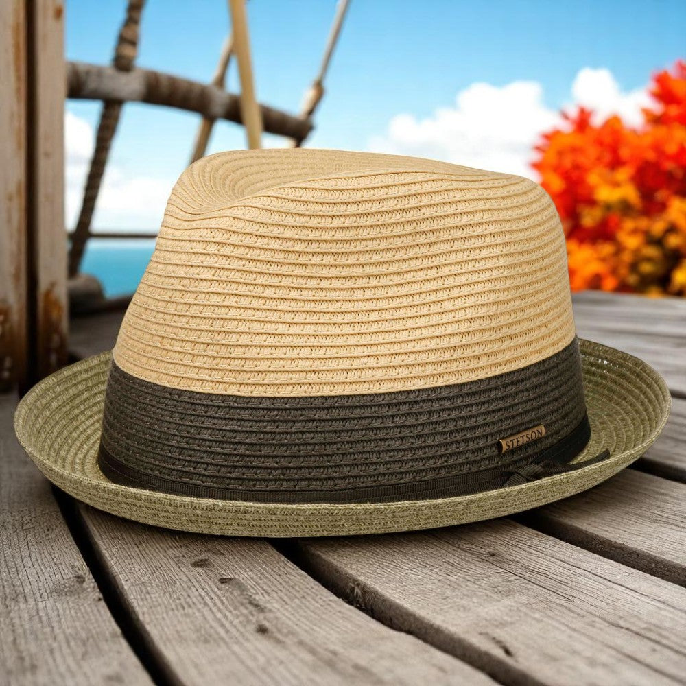 Stetson Player Toyo Strå Sommerhat - Beige / Green - Hat fra Stetson hos The Prince Webshop