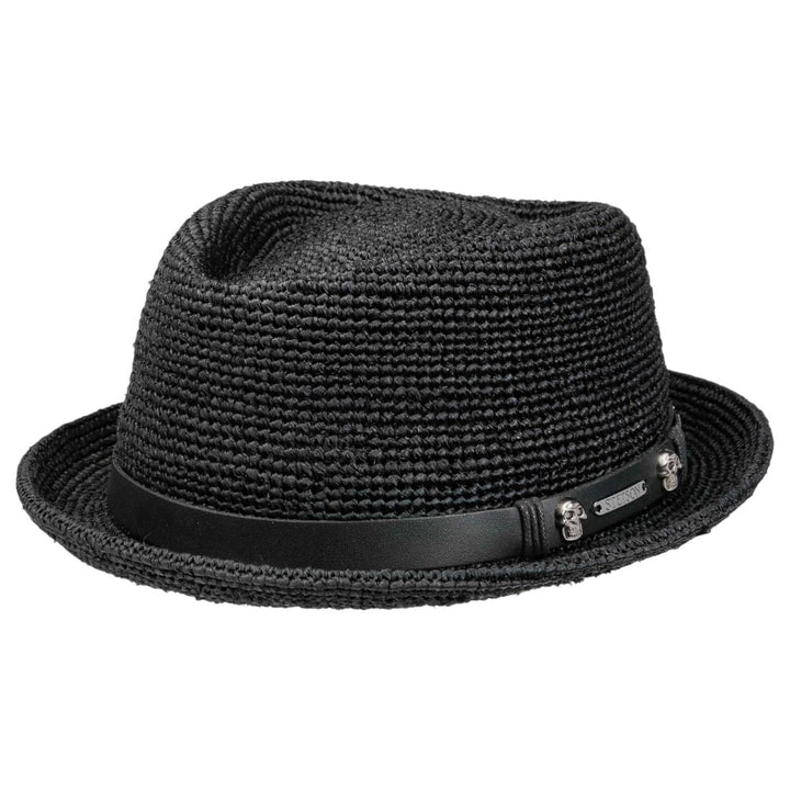 Stetson Diamond Raffia Crochet Stråhat - Sort - Hat fra Stetson hos The Prince Webshop