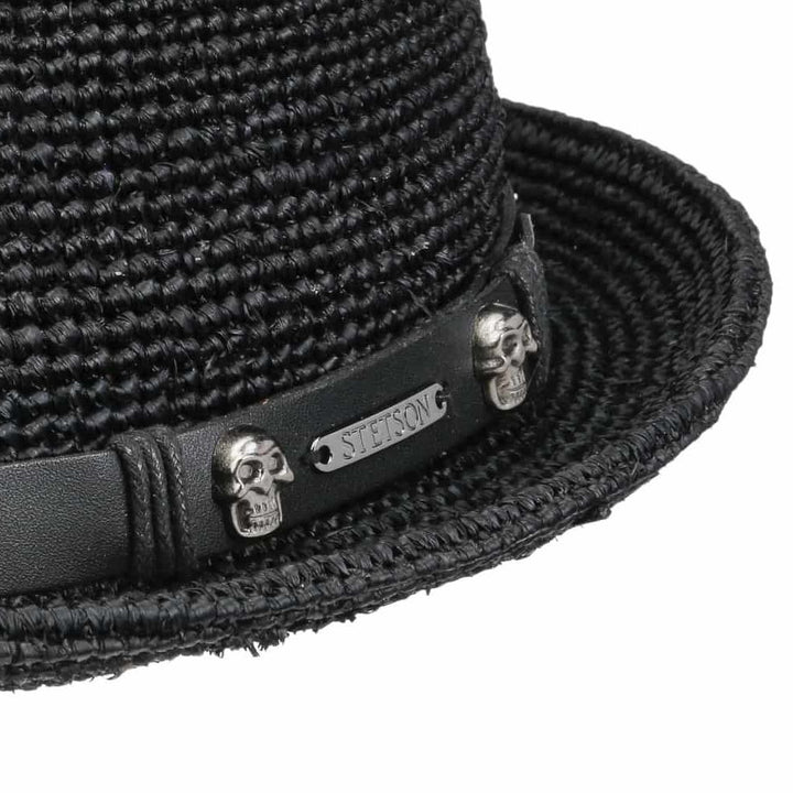 Stetson Diamond Raffia Crochet Stråhat - Sort - Hat fra Stetson hos The Prince Webshop