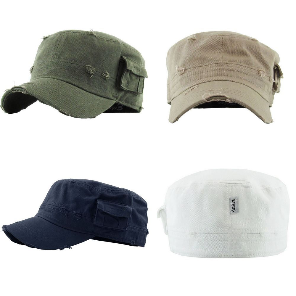 Ethos Army Cadet Cap in 100% Cotton Distressed - 4 COLORS