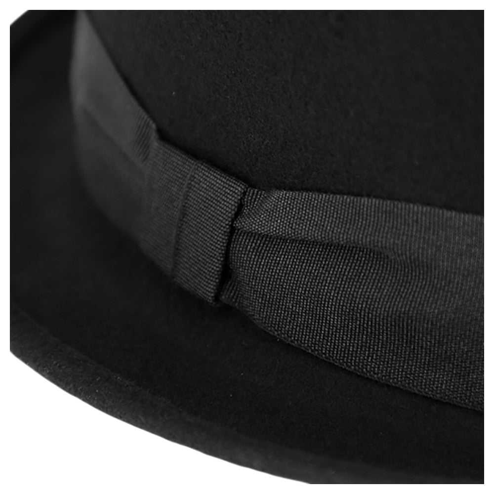 Sort Bowler Hat - 12 cm høj - 100% uld