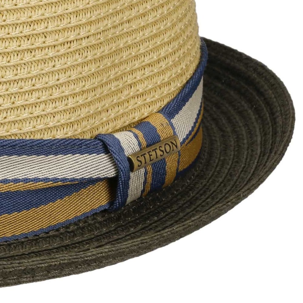 Stetson Porkpie Toyo Strå Sommerhat - Oliven/Beige - Hat fra Stetson hos The Prince Webshop