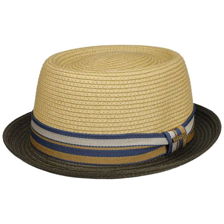 Stetson Porkpie Toyo Strå Sommerhat - Oliven/Beige