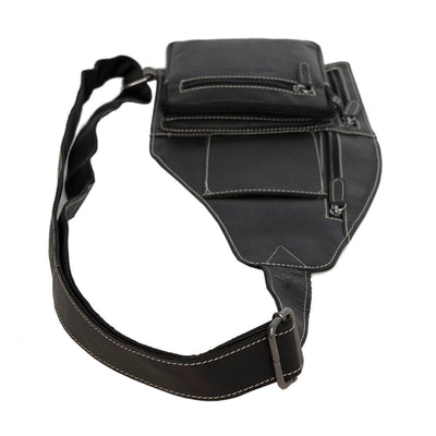 Arrigo Crossbody Shoulder Bag Buffalo Leather - Black