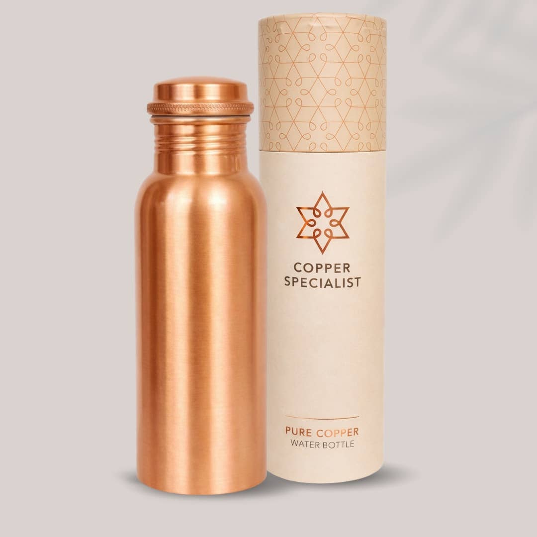 Ren kobber vandflaske glat mat ± 750 ml (tung)