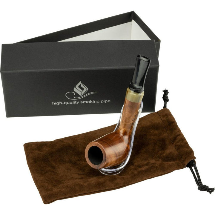 Mr. Pipe Pibe Natur Redwood Kort Lige inkl. Stand - Pibe fra Mr. Pipe hos The Prince Webshop
