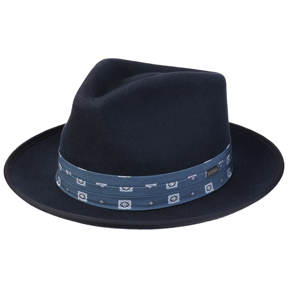 Stetson Woolfelt Fedora Hat - laivastonsininen moderni