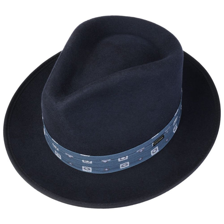 Stetson Woolfelt Fedora Hat - laivastonsininen moderni