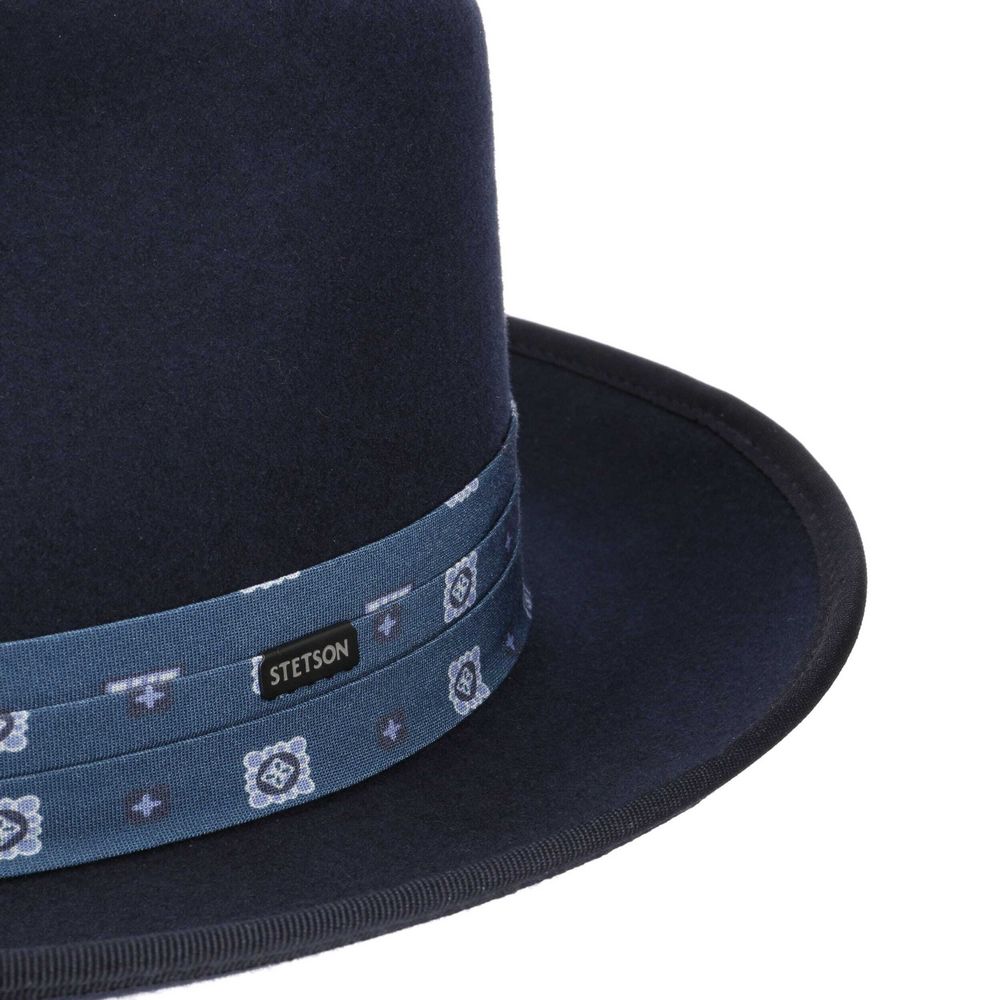 Stetson Woolfelt Fedora Hat - laivastonsininen moderni