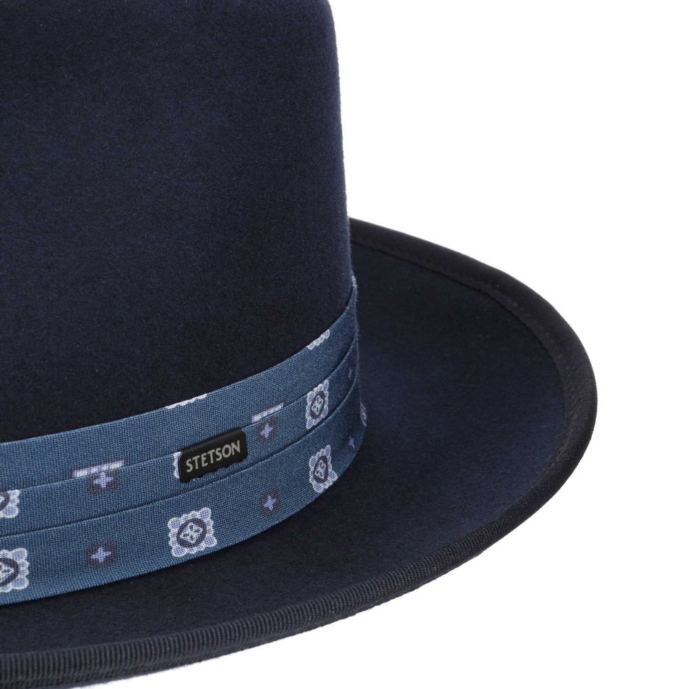 Stetson Woolfelt Fedora Hat - Navy Blue Modern
