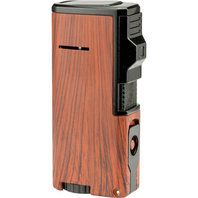 SKY 3-flame Jet Cigar Lighter Wood with Puncher