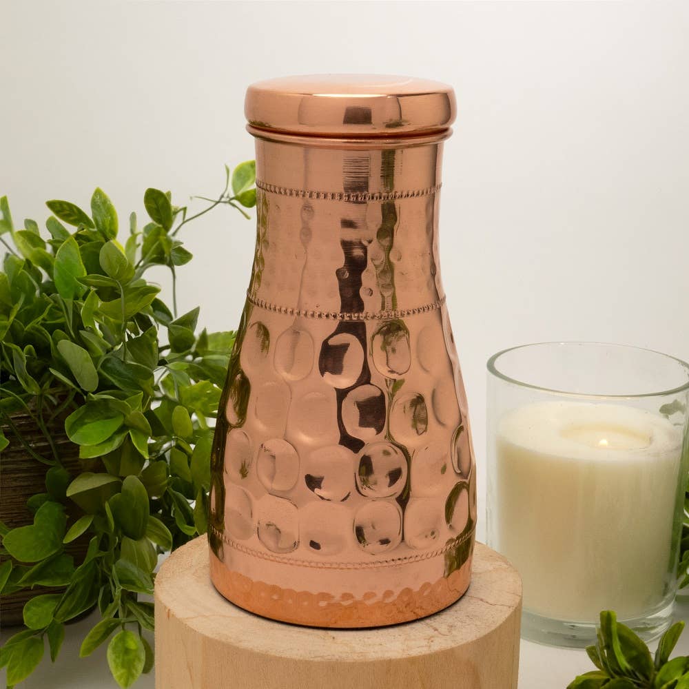 Ren kobber karaffel diamant hamret ± 950 ml kande