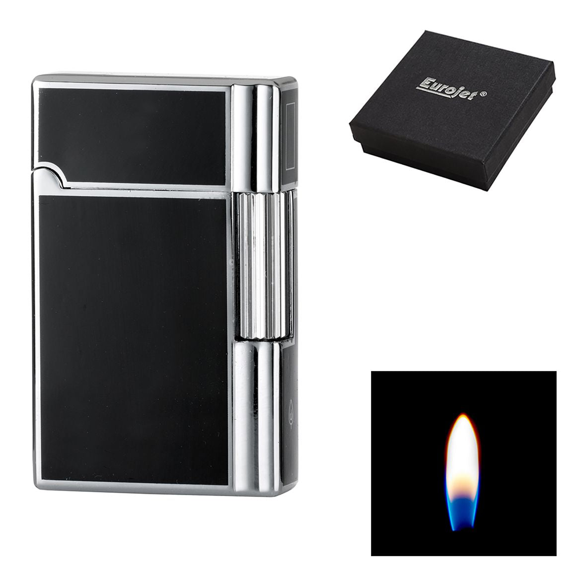 Eurojet Gender Classic Lighter - Gaslighter with Stone - Black Silver