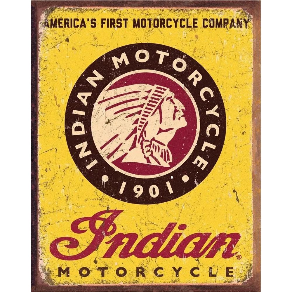 Vaakautuva intialainen moottoripyörät vuodesta 1901 metallipurje - 30 x 40 cm