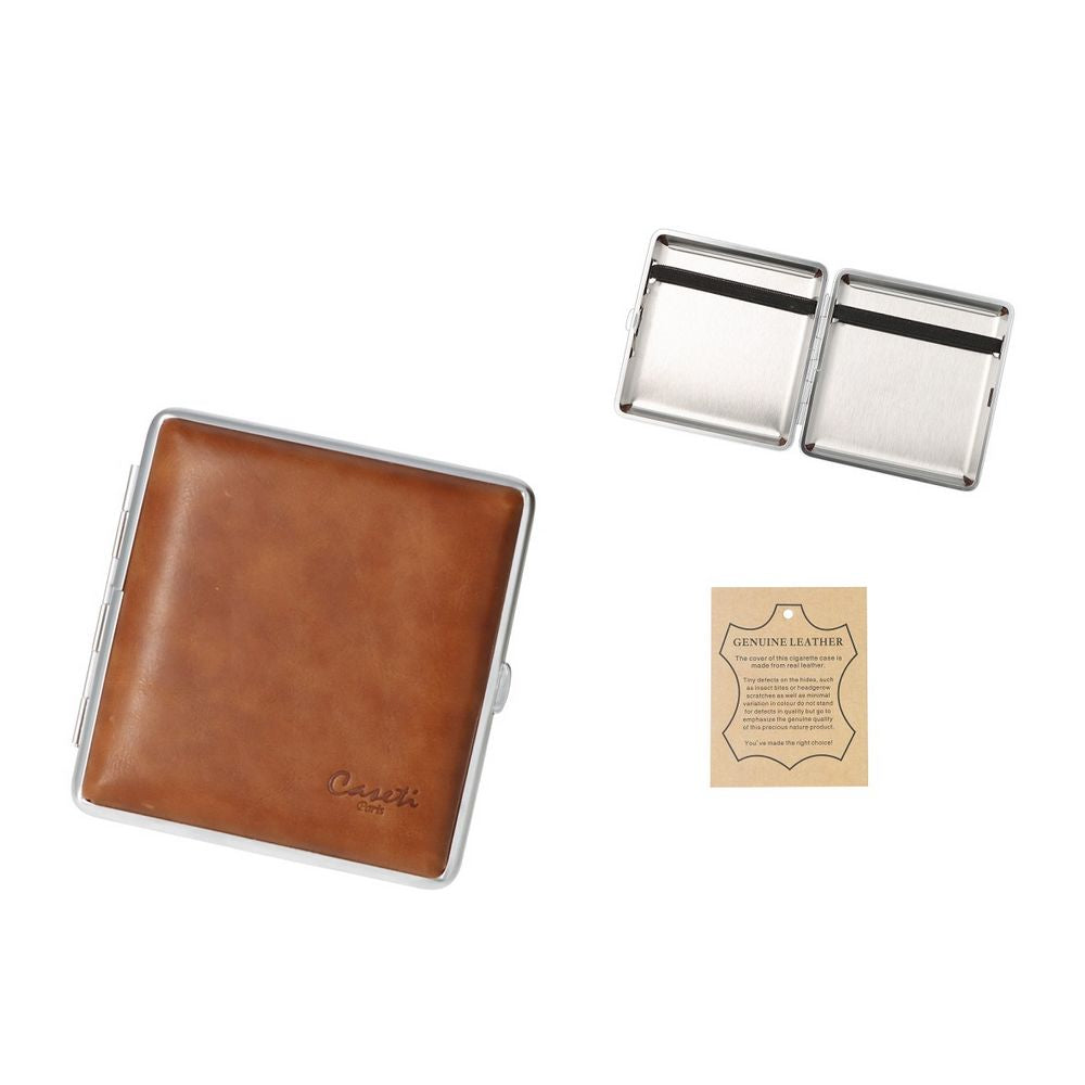 slim leather cigarette case Handmade Brown Mens 10pcs Holder Cool Custom Cigarette Case for Men This cigarette pack holder has a open pocket on both side the front 2 inchx3.5 inch and back 1.5 inchx3.5 inch to carry your lighters or other small items Kb CASETI Cigarette Case for
