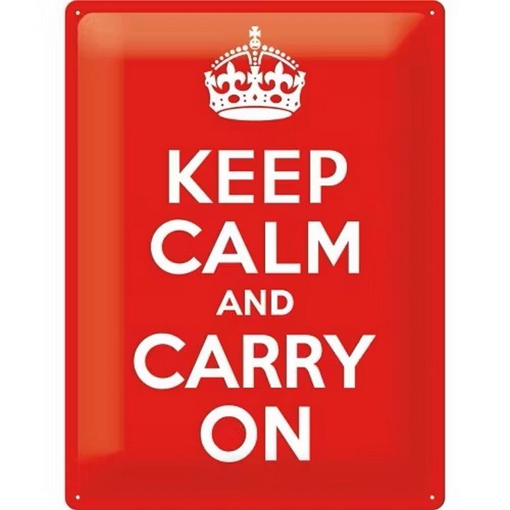 Retroworld Keep Calm and Carry On Metal sign - 30 x 40 cm