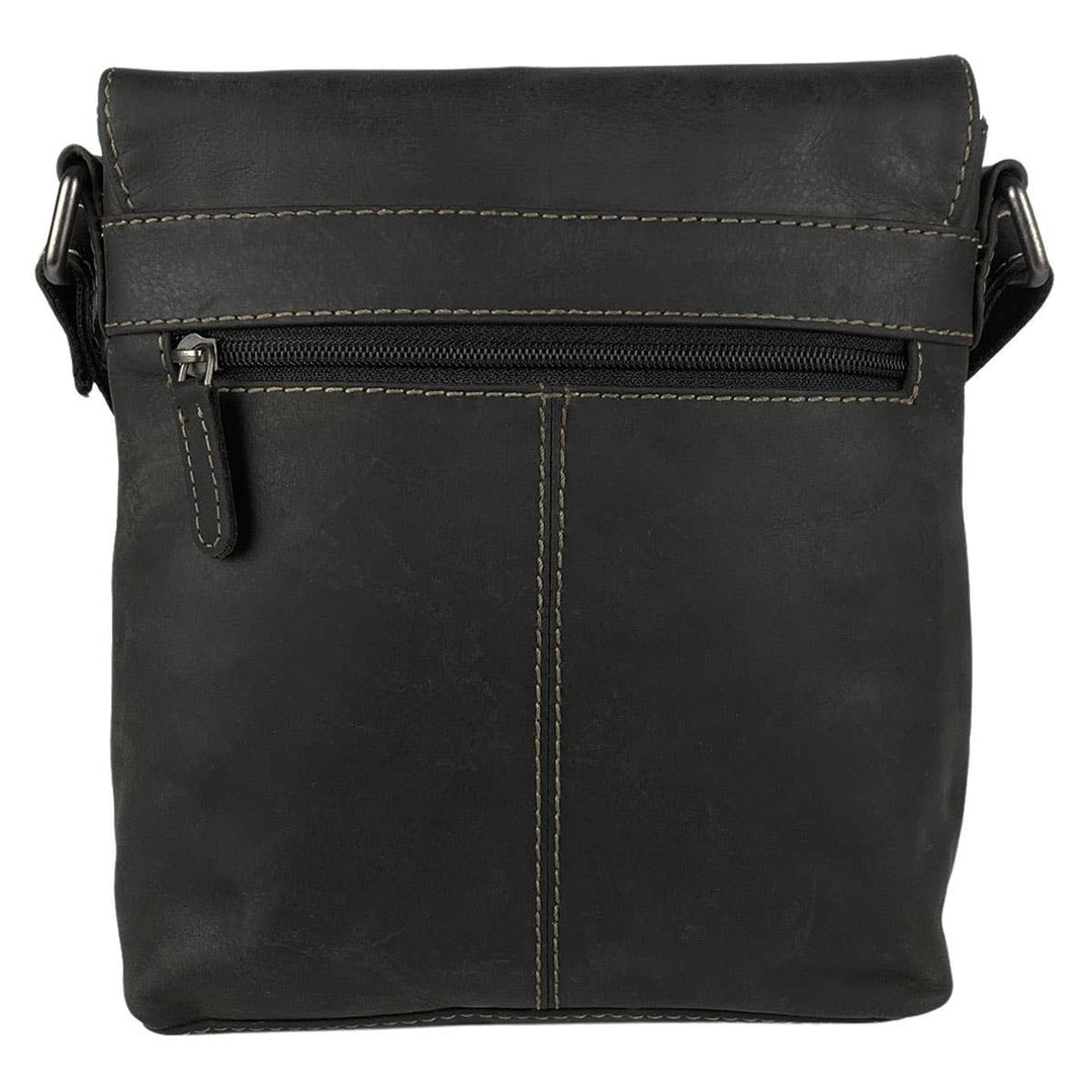 Arrigo Shoulder Bag with Flap - Buffalo Leather - Black