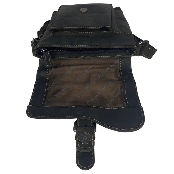 Arrigo Shoulder Bag with Flap - Buffalo Leather - Black