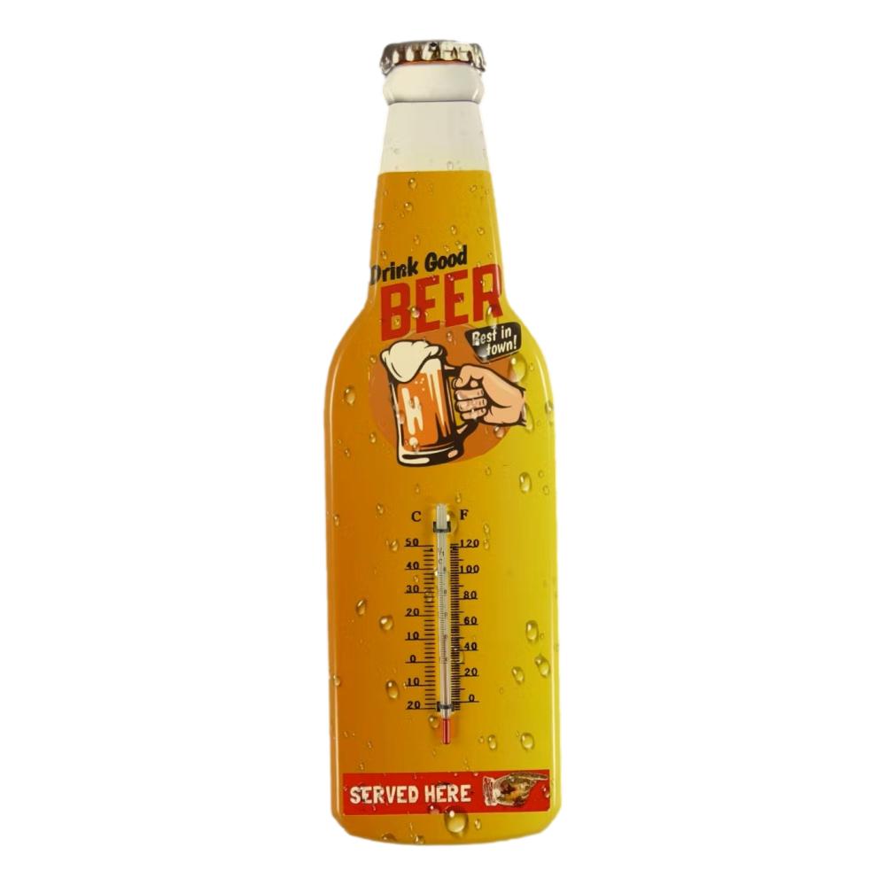 Retroworld Tin Thermometer Drink Good Beer - 13 x45 cm - Metalskilt fra Retroworld hos The Prince Webshop