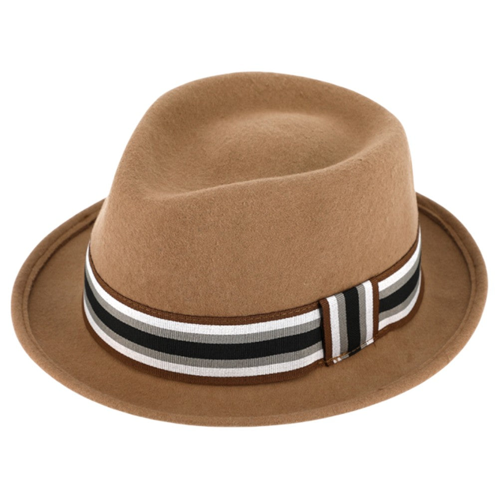 Camel Trilby Hat i 100% Uld Filt - Trilby Hat fra fiebig hos The Prince Webshop