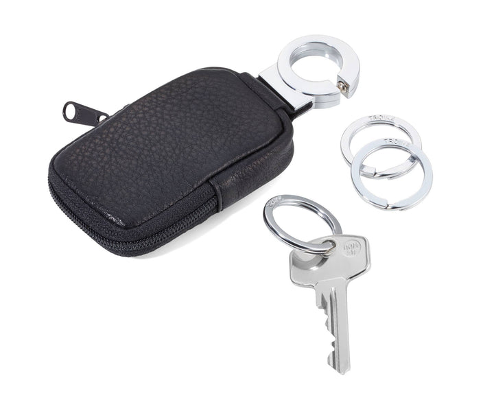 TROIKA - POCKET CLICK Key ring with pocket + 3 rings | leather - Nøglering fra Troika hos The Prince Webshop