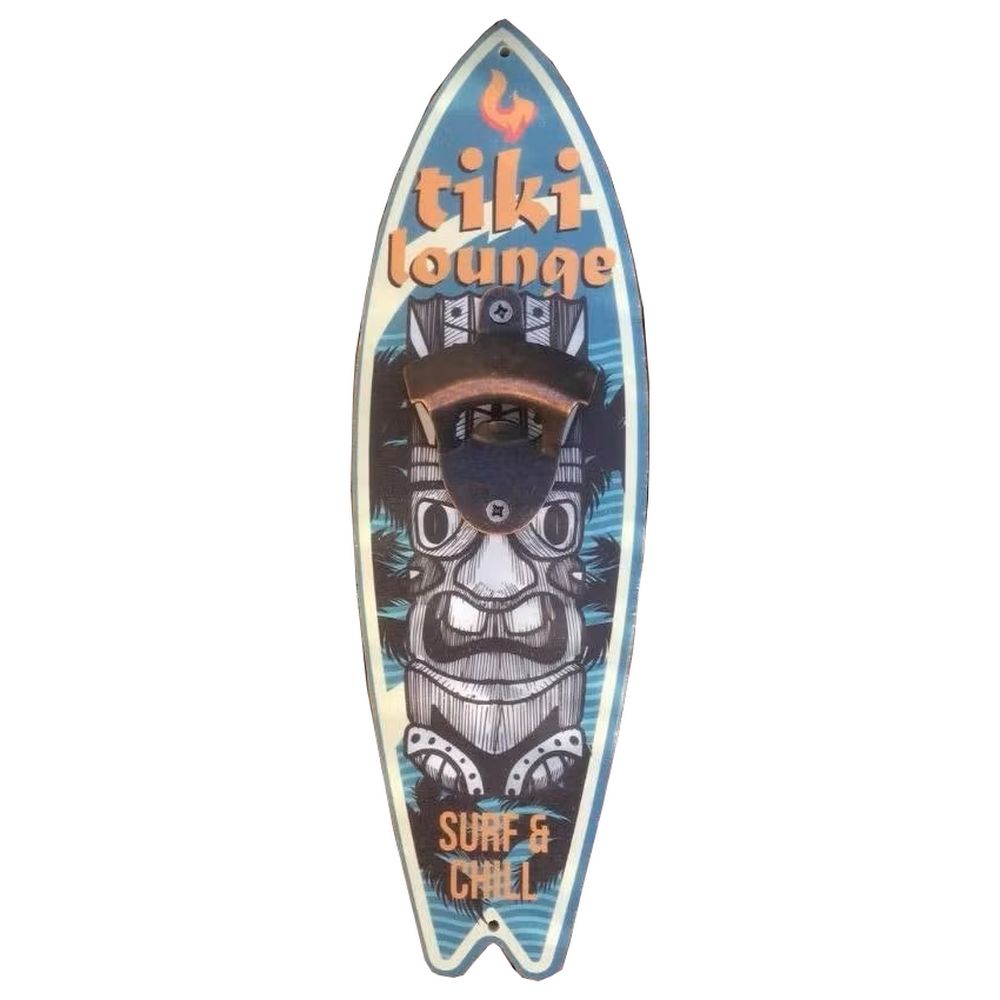 Retroworld Wall Bottle Opener Tiki Lounge - Chill + Surf - 10 x 32 cm